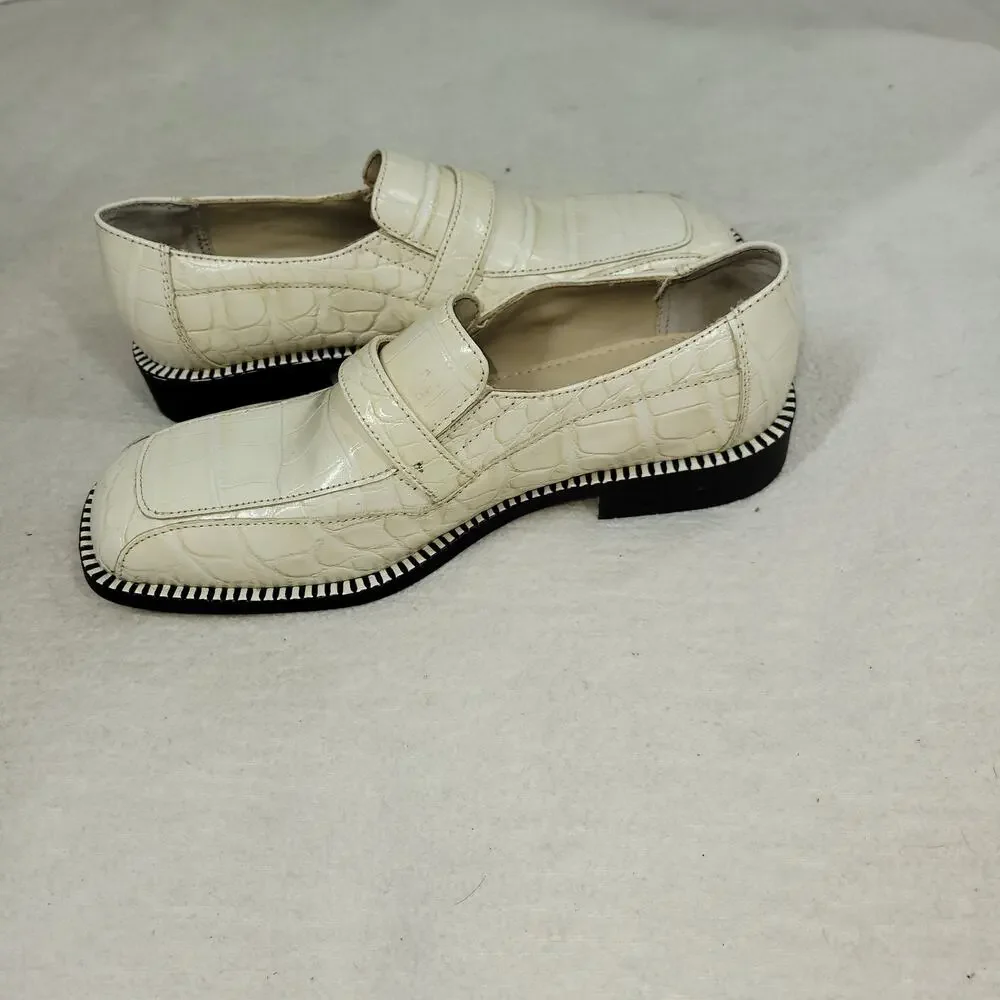 Stacy Adams Shoes Mens Sz 7M Biege Leather Workwear Business Dress Crocodile